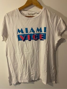 L.O.G.G. H&M Miami Vice White Graphic Logo Tee L